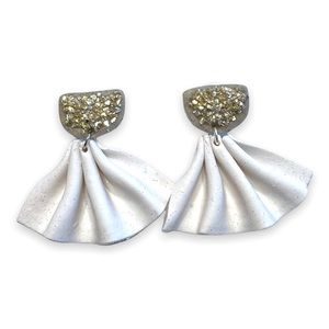 Ruffled gold shard and polymer clay earrings